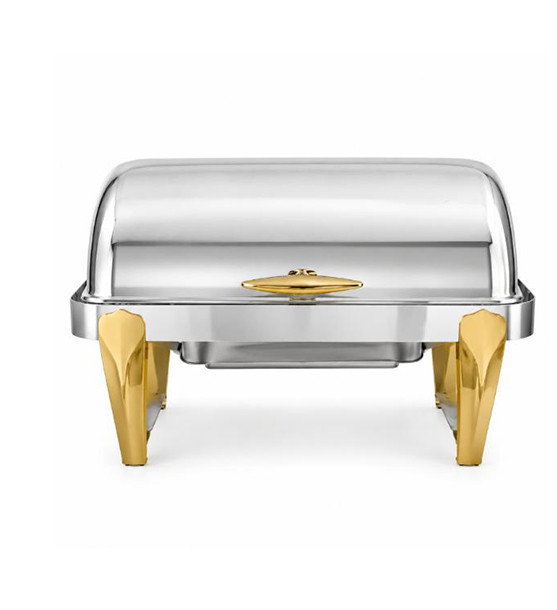 Roll-Top Chafing Dish with Gold-Finish Legs